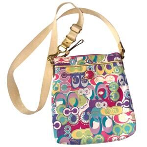 Colorful Whimsy Dopamine Gold Y2K Coach Logo C Poppy Graffiti Glam Crossbody